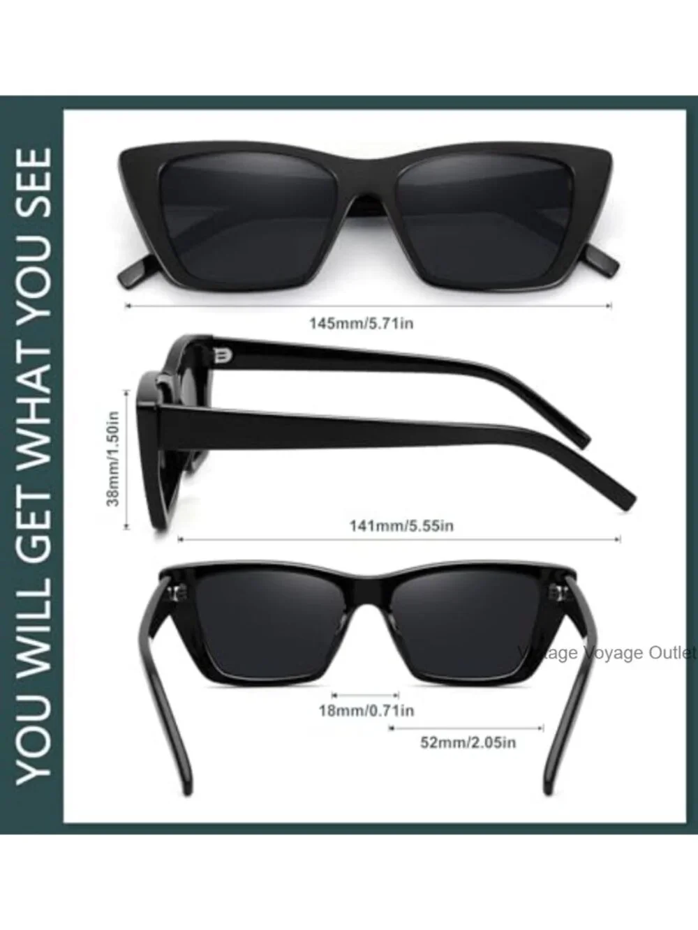 Vintage Cat Eye Polarized Sunglasses for Women - UV400 Protection